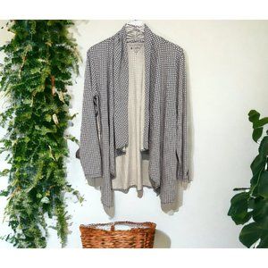 Coolibar Size Medium UPF 50+ Open Front T-Shirt Knit Cardigan Blue Geometric Red